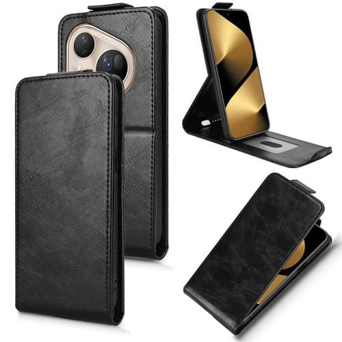 Funda magnética vertical de cuero con hebilla para Huawei Pura 80 Pro 5G (negro)
