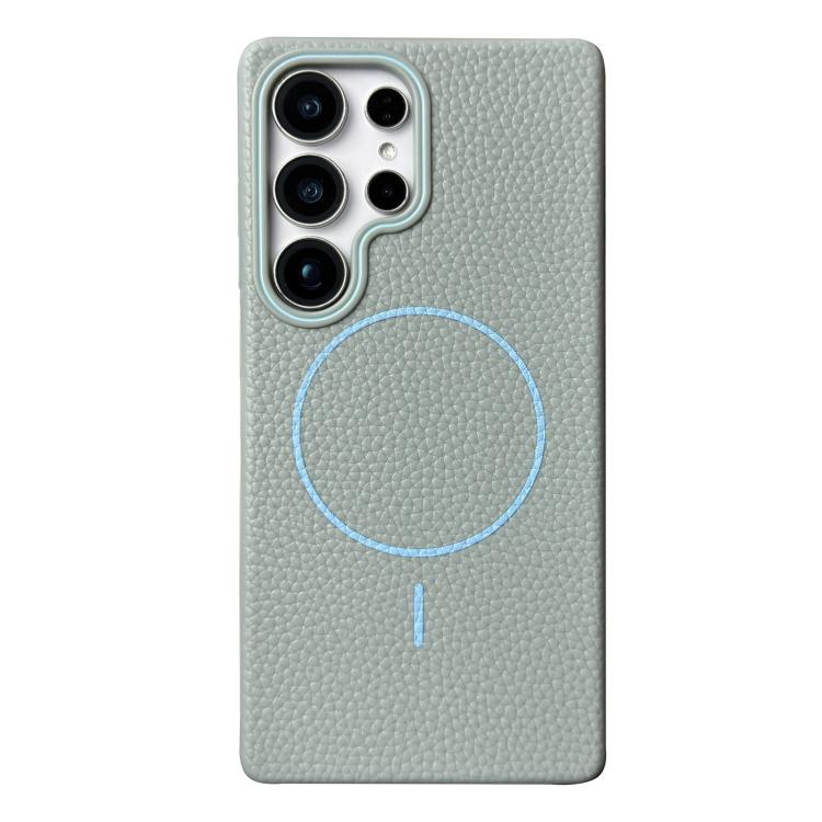 Funda de TPU con textura de lichi MagSafe para Samsung Galaxy S23 Ultra 5G (azul claro)