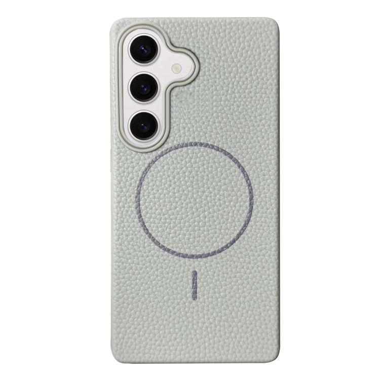 Funda de TPU con textura de lichi MagSafe para Samsung Galaxy S24 FE 5G (gris titanio)