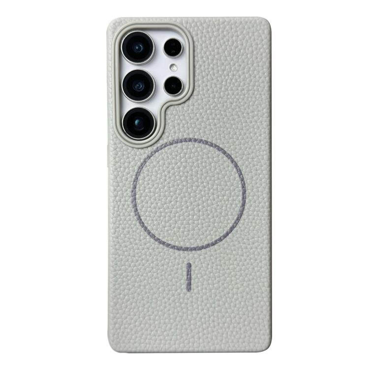 Funda de TPU con textura de lichi MagSafe para Samsung Galaxy S24 Ultra 5G (gris titanio)