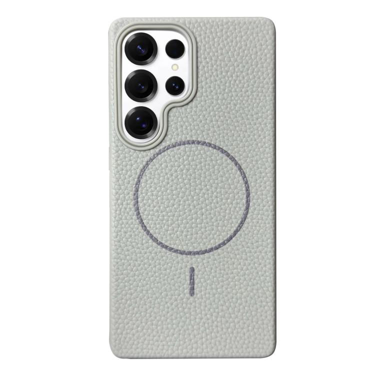 Funda de TPU con textura de lichi MagSafe para Samsung Galaxy S25 Ultra 5G (gris titanio)