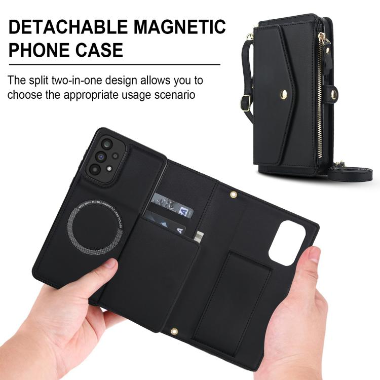Funda de cuero desmontable con cordón para Samsung Galaxy A52 5G (negro)