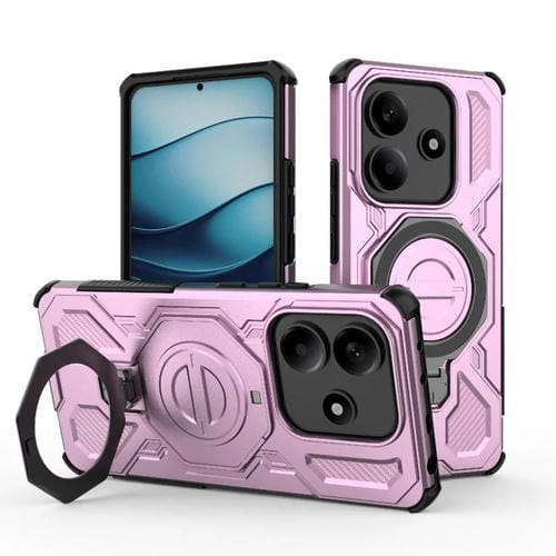 Funda magnética de TPU y PC MagSafe de color sólido para Redmi Note 14 5G J-20 (rosa)