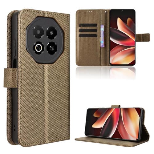 Funda de cuero con textura de diamante para Meizu Note 16 5G (marrón)