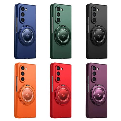 Funda para Samsung Galaxy Z Fold5 con soporte giratorio MagSafe Kalebol para PC (rojo vino)