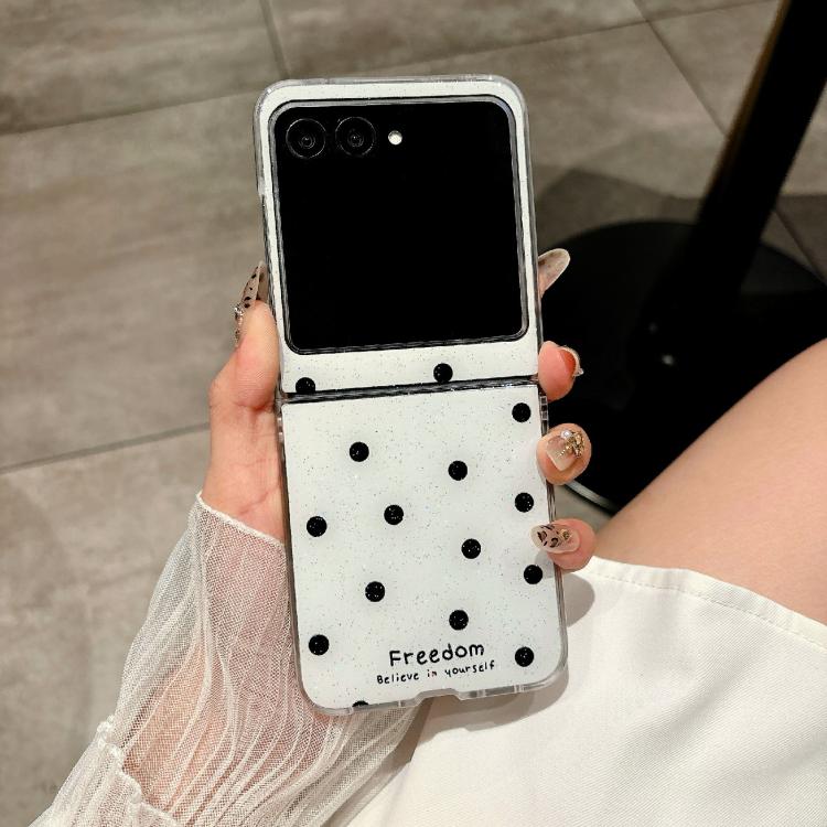 Funda para Motorola Razr 60/Razr 50 con diseño de puntos brillantes (blanca)