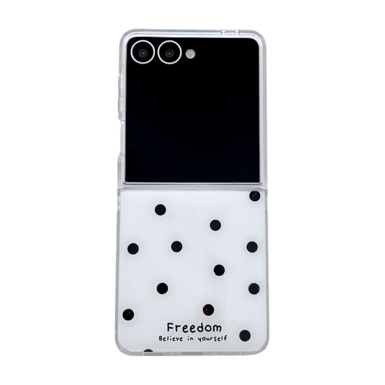 Funda para Samsung Galaxy Z Flip7 5G con diseño de puntos brillantes (blanca)