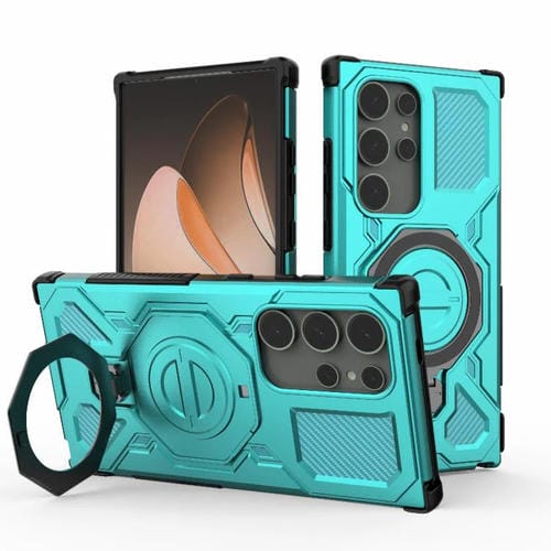 Funda magnética de TPU y PC MagSafe de color sólido para Samsung Galaxy S24 Ultra 5G J-20 (azul lago)