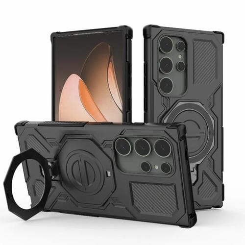 Funda magnética de TPU y PC MagSafe de color sólido para Samsung Galaxy S24 Ultra 5G J-20 (negro)