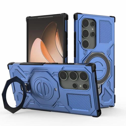 Funda magnética de TPU y PC MagSafe de color sólido para Samsung Galaxy S24 Ultra 5G J-20 (azul)