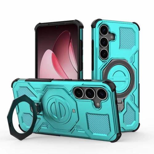 Funda magnética de TPU y PC MagSafe de color sólido para Samsung Galaxy S25+ 5G J-20 (azul lago)