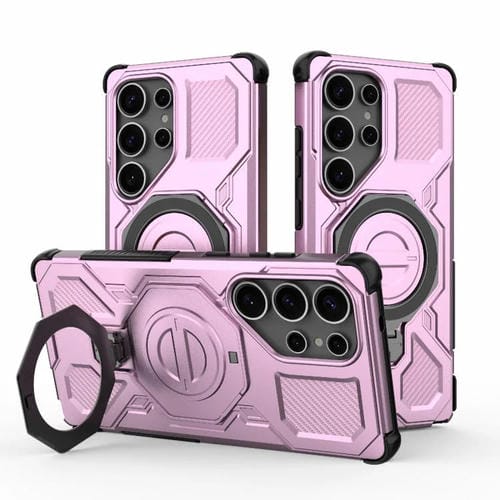 Funda magnética de TPU y PC MagSafe de color sólido para Samsung Galaxy S25 Ultra 5G J-20 (rosa)