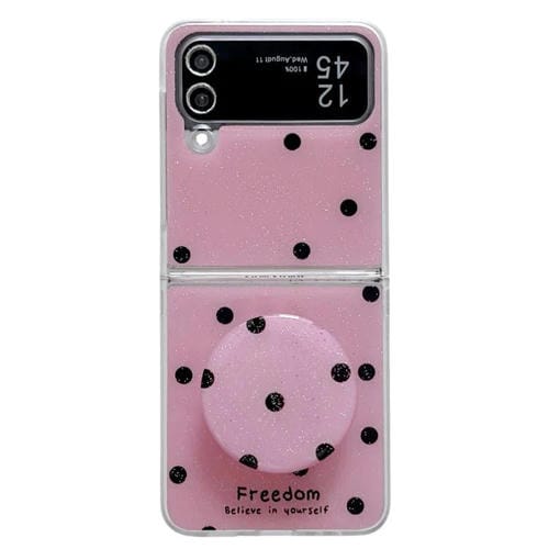 Funda con soporte para Samsung Galaxy Z Flip4 con diseño de puntos brillantes (rosa y rojo)