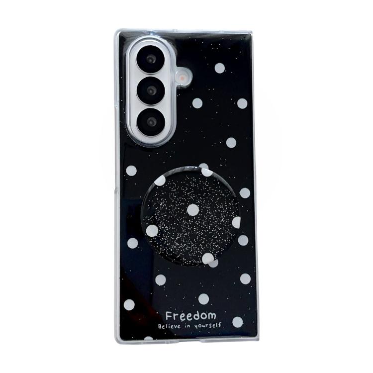 Funda para Samsung Galaxy Z Fold7 5G con diseño de puntos brillantes y soporte (negra)