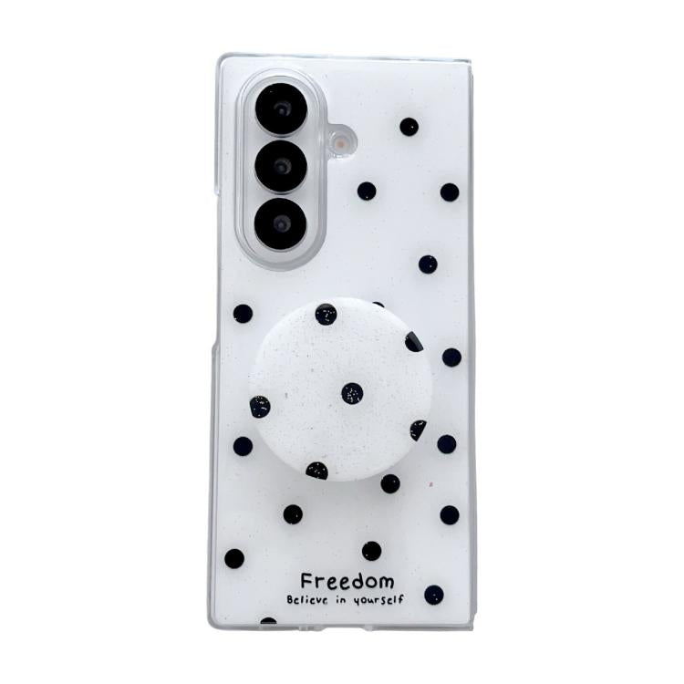 Funda para Samsung Galaxy Z Fold7 5G con diseño de puntos brillantes y soporte (blanca)