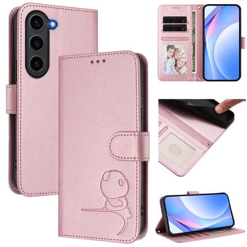 Funda de cuero con estampado RFID y cordón para Samsung Galaxy S23 5G (rosa)