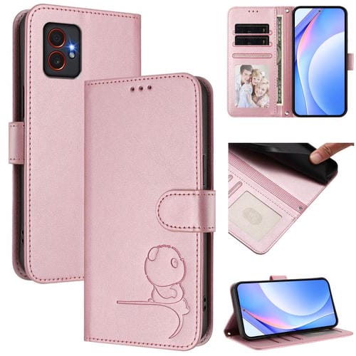 Funda de cuero con relieve RFID y cordón para Samsung Galaxy XCover7 Pro (rosa)