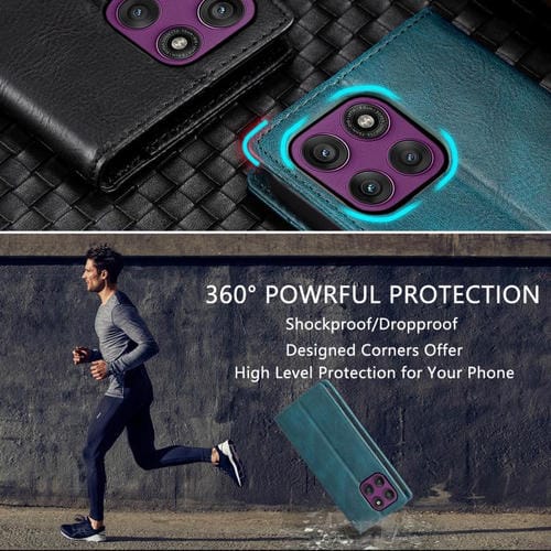 Funda de cuero magnética con textura retro RFID para Motorola Edge 60 Pro (verde)