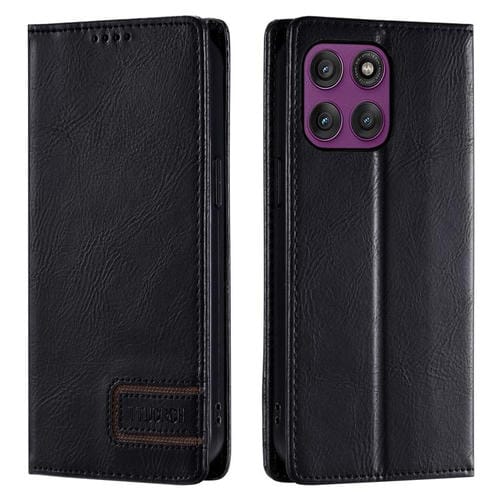 Funda de cuero magnético con textura retro RFID TTUDRCH para Motorola Edge 60 Pro (negro)