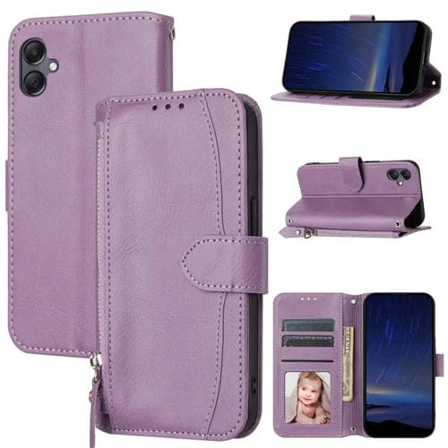 Funda de cuero con cremallera y diseño de cartera para Samsung Galaxy A07 4G / A06 4G (morado)