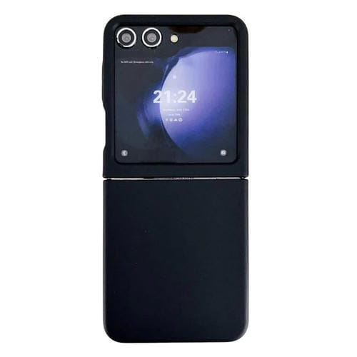 Funda de PC con ventana grande y tacto suave para Samsung Galaxy Z Flip5 (negra)