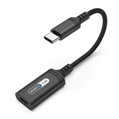 Adaptador de audio para auriculares MH-306 USB-C/Tipo C a 8 pines con luz indicadora (negro)