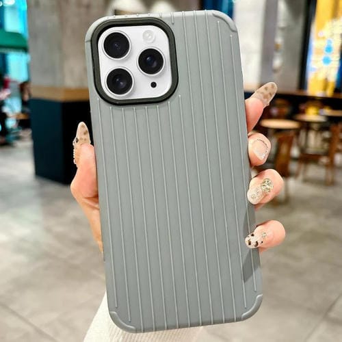 Funda MagSafe de cobertura total para iPhone 11 Pro con diseño inspirado en equipaje (gris)