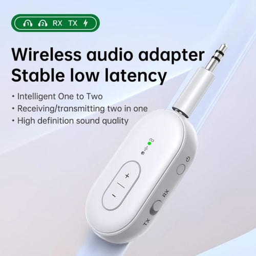 Adaptador de audio inalámbrico BT-21 2 en 1 para coche, receptor y transmisor de audio de 3,5 mm (blanco)