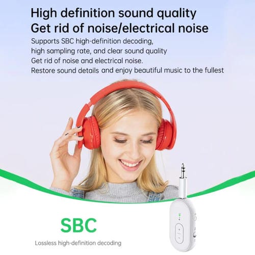 Adaptador de audio inalámbrico BT-21 2 en 1 para coche, receptor y transmisor de audio de 3,5 mm (blanco)