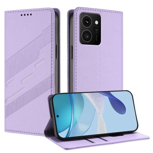 Funda de cuero retro con relieve para teléfono HMD Skyline (morado claro)