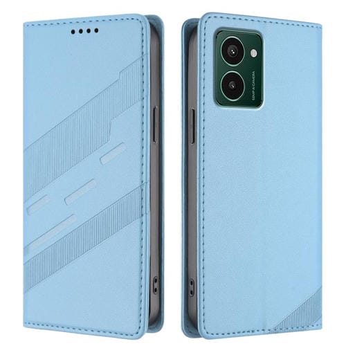 Funda de cuero retro con relieve multifuncional para teléfono HMD Pulse Pro (azul claro)