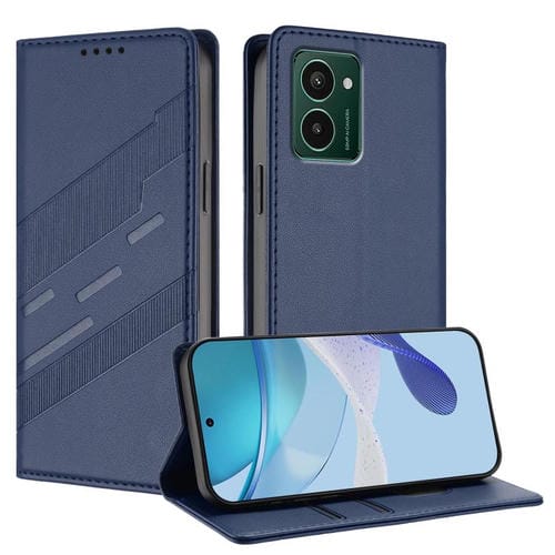 Funda de cuero retro con relieve para teléfono HMD Pulse Pro (azul oscuro)