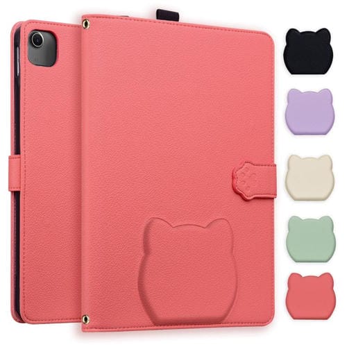 Funda inteligente de piel de lichi con tacto de gato para iPad Air 11 (2025/2024) (rojo sandía)