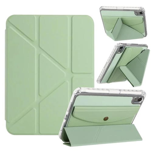Funda de cuero inteligente con tapa tipo billetera y deformación para iPad mini 2024/mini 6 (verde)