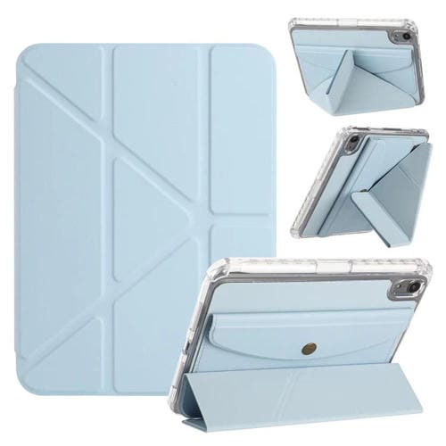 Funda de cuero inteligente con tapa tipo billetera y pliegue en Y para iPad mini 2024/mini 6 (azul cielo)