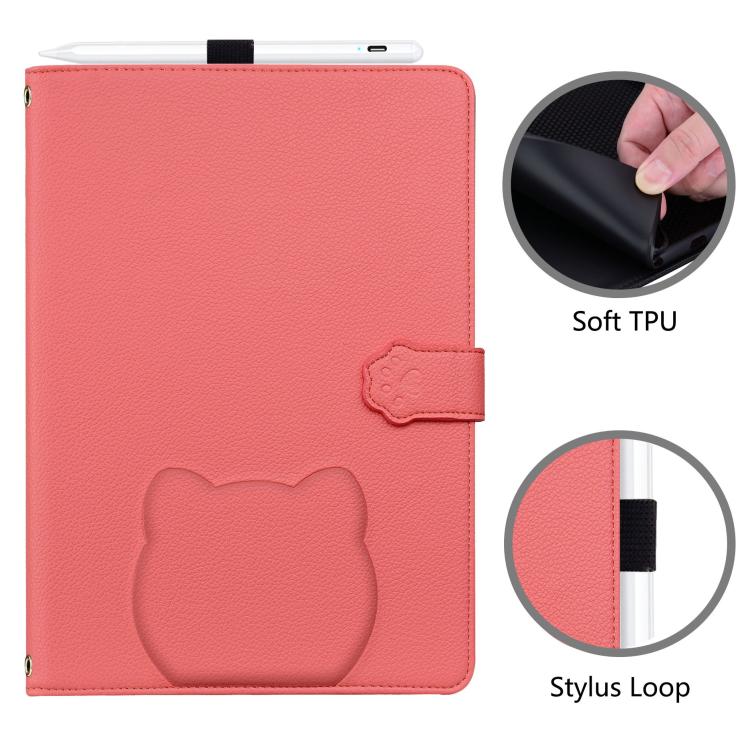 Funda de piel de lichi con tacto de gato para Xiaomi Redmi Pad Pro/Poco Pad (rojo sandía)