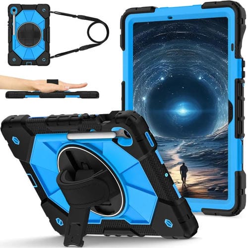 Funda híbrida de silicona con diseño de robot para Samsung Galaxy Tab S10 FE/S9 (negro y azul)