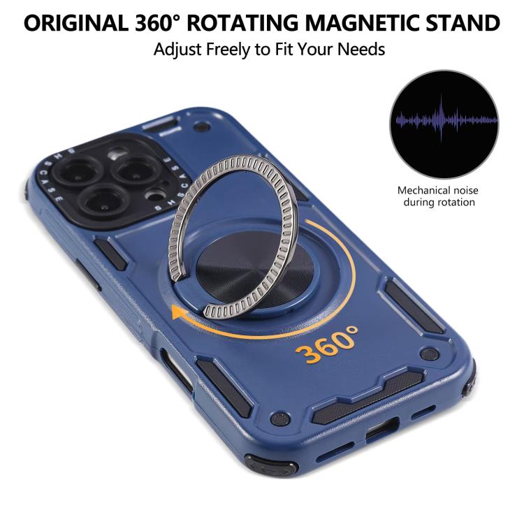 Funda magnética de tres núcleos con rotación de 360 grados para iPhone 16 Pro (azul real)