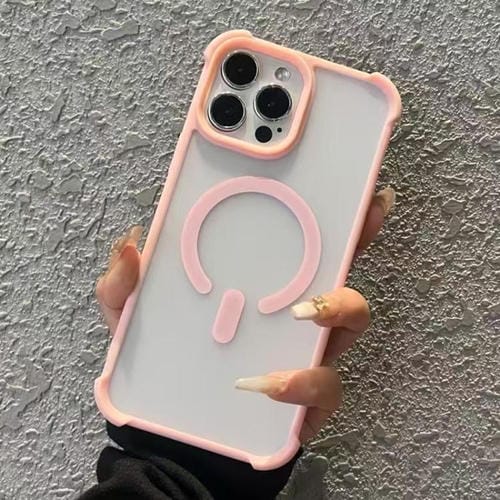 Funda MagSafe semitransparente con tacto esmerilado para iPhone 14 Pro (rosa)