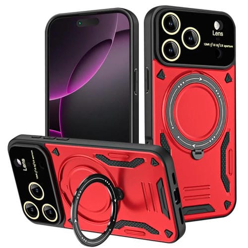 Funda con soporte MagSafe para iPhone 17 Pro Max con ventana grande (roja)