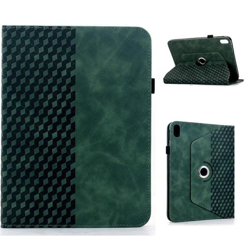 Funda de cuero inteligente con relieve de rombos y rotación para iPad 2025/2022 (verde)
