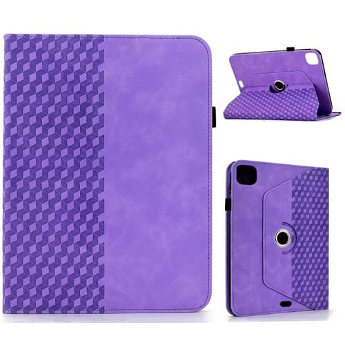 Funda de cuero inteligente con relieve de rombos y rotación para iPad Air 11 (2024/2025) (morado)