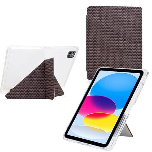 Funda de cuero inteligente con textura piramidal plegable en Y para iPad Air 13 (2024/2025) y Pro 12.9 (marrón)