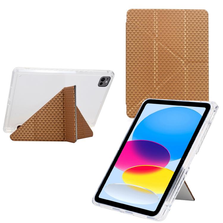 Funda de cuero inteligente con textura piramidal y pliegue en Y para iPad Pro 11 (2024) (dorada)