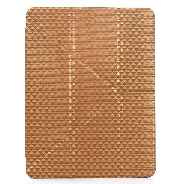 Funda de cuero inteligente con textura piramidal y pliegue en Y para iPad Pro 11 (2024) (dorada)