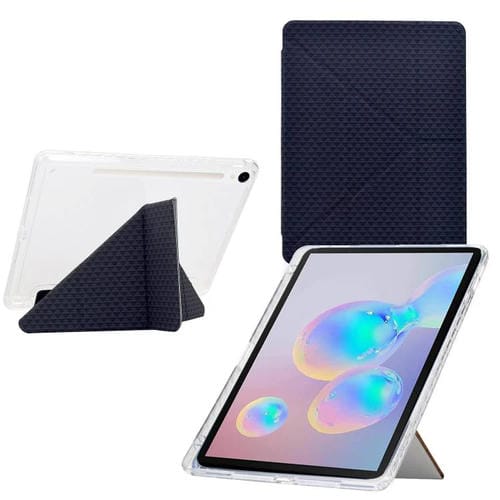 Funda de cuero inteligente con textura piramidal plegable en Y para Samsung Galaxy Tab S10 FE/S9 (negra)