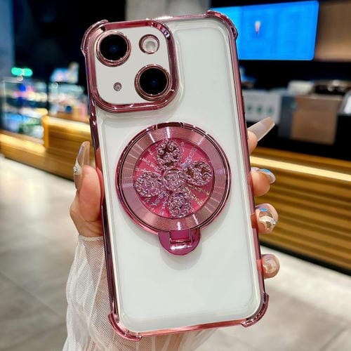 Funda con soporte para peonza para iPhone 14 (rosa)