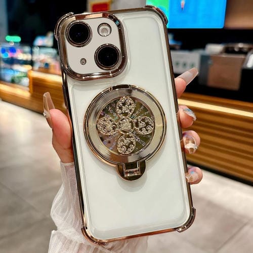 Funda con soporte giratorio para iPhone 15 Plus (dorado desierto)