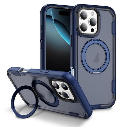 Funda protectora MagSafe para iPhone 16 Pro Max (azul + azul transparente)