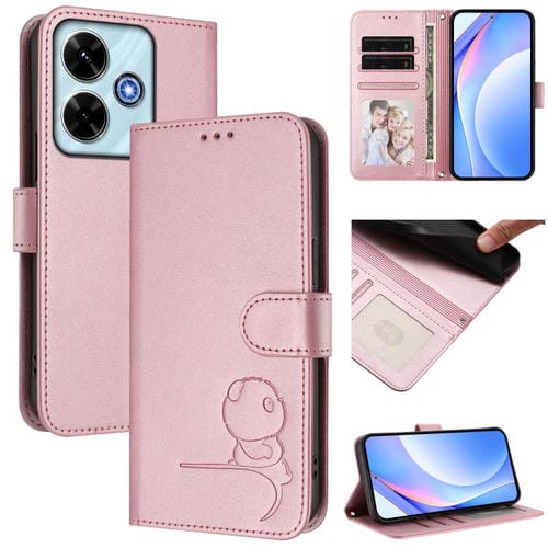 Funda de cuero con relieve RFID y cordón para Redmi 13x / 13 4G / Poco M6 4G (rosa)